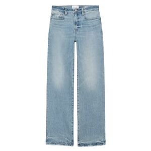 FRAME Denim Le Jane Crop High Rise Straight in Rhode Grind Wash (Light Blue)